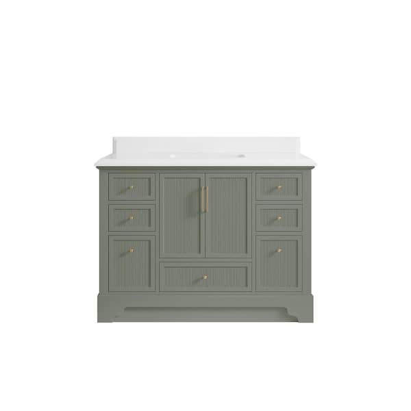 Willow Collections Alys 48 in. W x 22 in. D x 36 in. H Single Sink Bath Vanity in Evergreen with 1.5" White Quartz Top