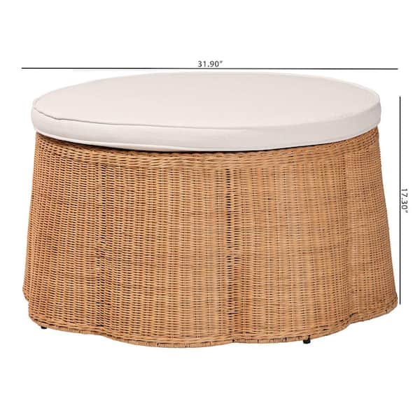 bali & pari Palm Light Honey Rattan and Fabric 32 in. Round