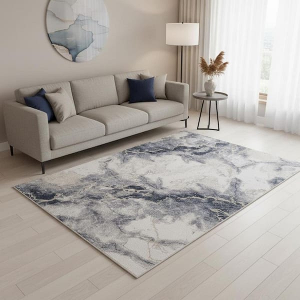 Blue 5 x 8 ft. Woven Abstract Rectangle Indoor Area Rug