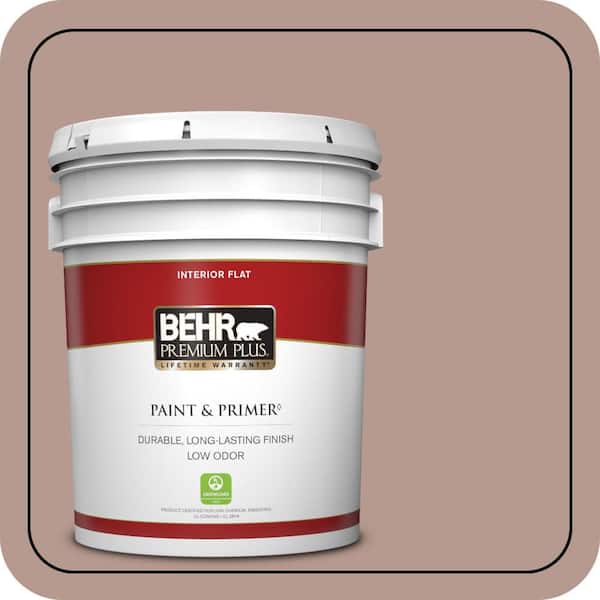 BEHR PREMIUM PLUS 5 gal. #MQ1-55 Lite Cocoa Flat Low Odor Interior Paint & Primer