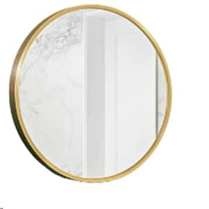 Tempered 32 in. W x 1.10 in. H Wall Circle Mirror, Hanging Gold Round Mirror for Wall Living Room, Vanity, Bedroom