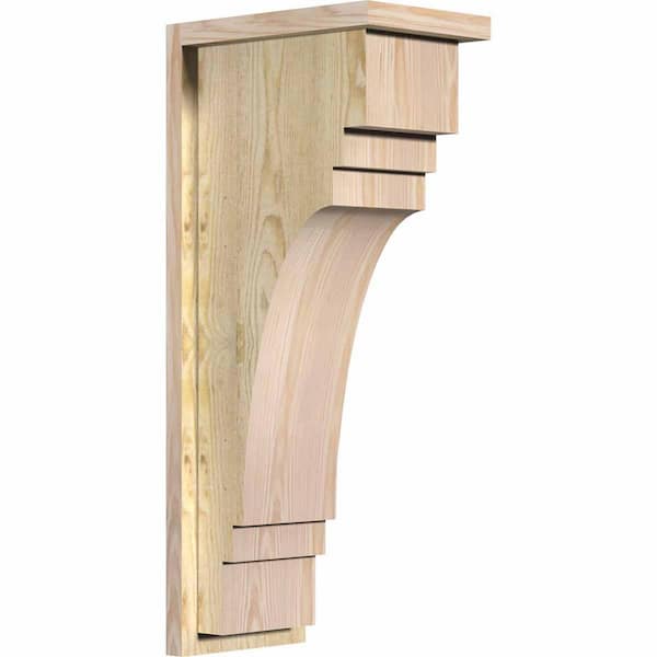 Ekena Millwork 8 in. x 12 in. x 28 in. Douglas Fir Pescadero Rough Sawn Corbel with Backplate