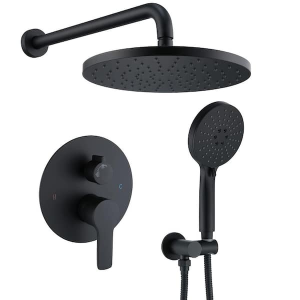 Wall Mounted Shower Faucet Mixer Set with 10 in. High Pressure Rain Shower Head and 3-Setting Handheld