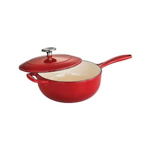 Gourmet 3 qt. Enameled Cast Iron Saucier in Gradated Red with Lid