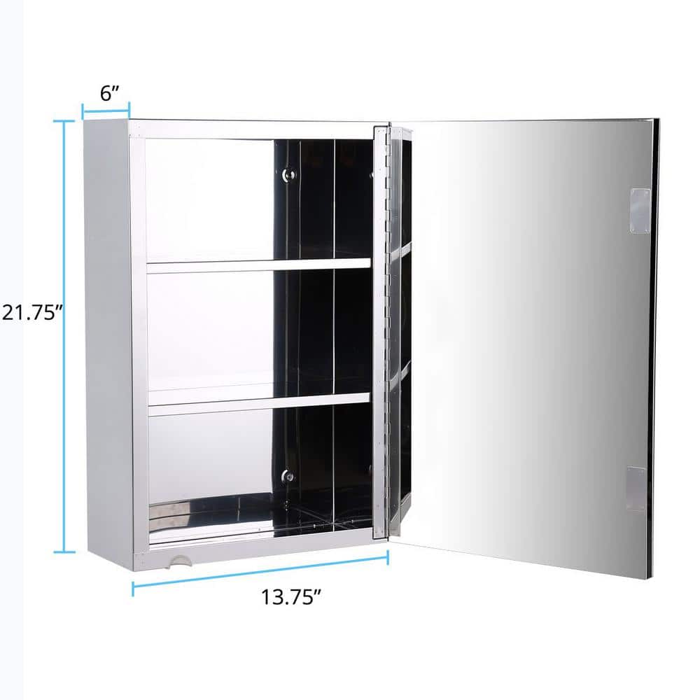 Elegant Stainless Steel 22" Wall Mount Medicine Cabinet with Mirror - Set of 2