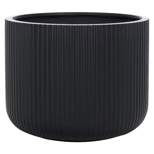 Lucca Black Ficonstone/Cement Outdoor Planter (22.83 in. W x 18.11 in. H)