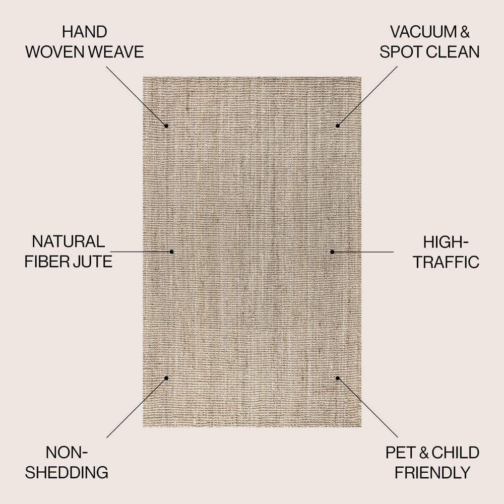Ivory Braided Handmade Jute 4' x 6' Reversible Area Rug