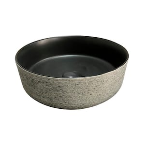 Musgrave Contemporary Vitreous China Round Vessel Sink in Textured Gold with Smooth Black Interior