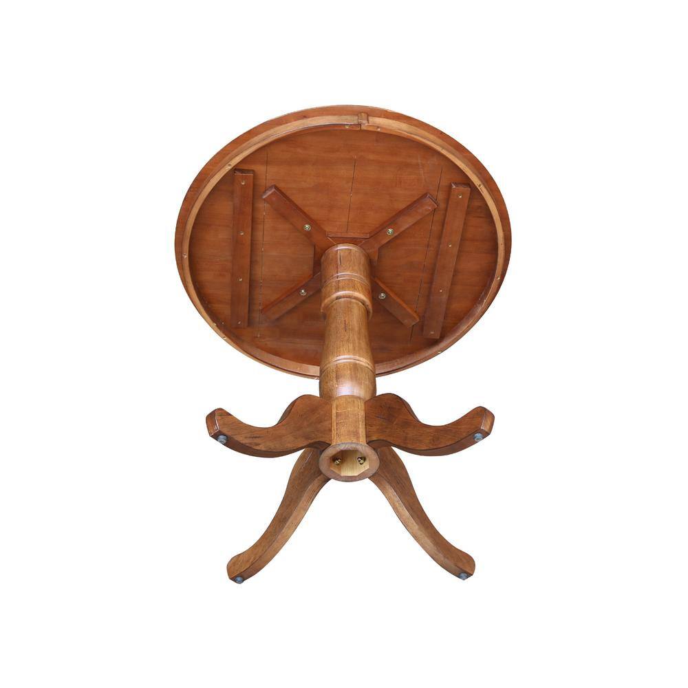 Distressed Oak Round Wood Extendable Bar Height Table