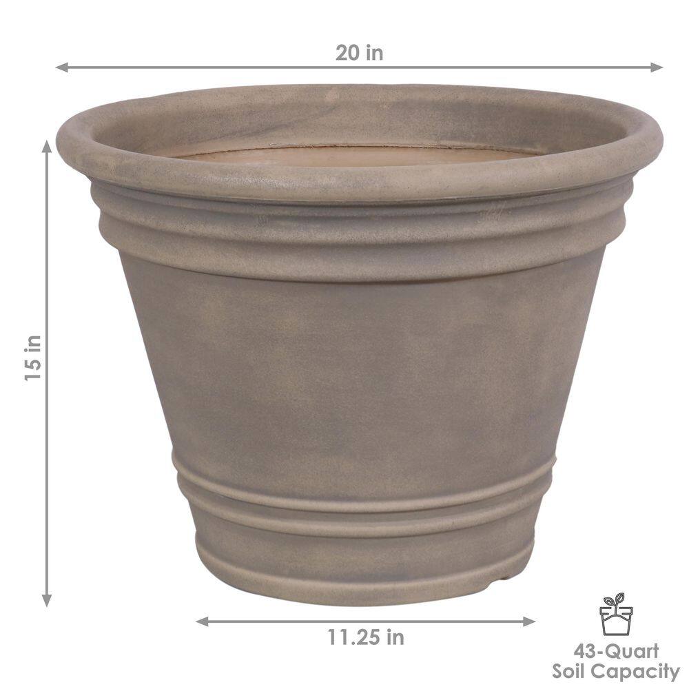 Franklin 21" Beige Polyresin Weather-Resistant Indoor/Outdoor Planter Set