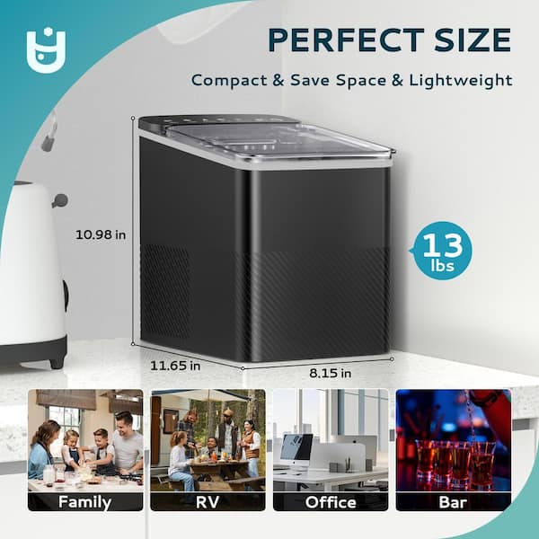 9 in. 26.5lb./24H Bullet Ice Countertop Portable Ice Maker in