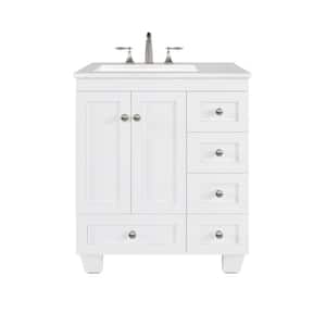 Acclaim 28 in. W x 22 in. D x 34 in. H Bathroom Vanity in White with White Carrara Quartz Top and White Undermount Sink