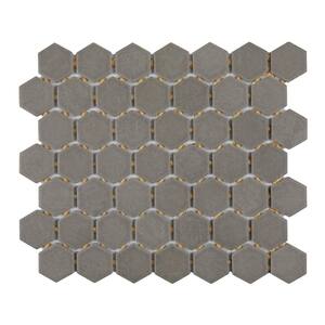 Moroccan Concrete Gray 10 in. x 11 in. Glazed Ceramic Hexagon Mosaic Tile (9.72 sq. ft./Case)