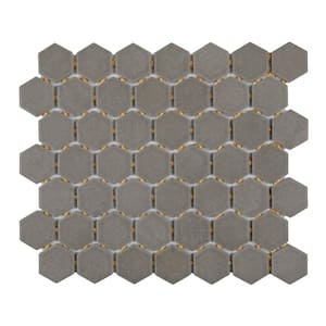 Moroccan Concrete Gray 11 in. x 10 in. Glazed Ceramic Hexagon Mosaic Tile (0.81 sq. ft./Each)