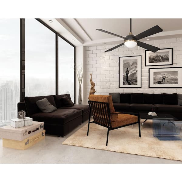 Orb 54 in. Integrated LED Indoor Brushed Carbon Ceiling Fan with Light with Remote Control