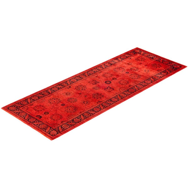 Overdyed Orange 3 ft. x 8 ft. Solid Wool Indoor Runner Rug