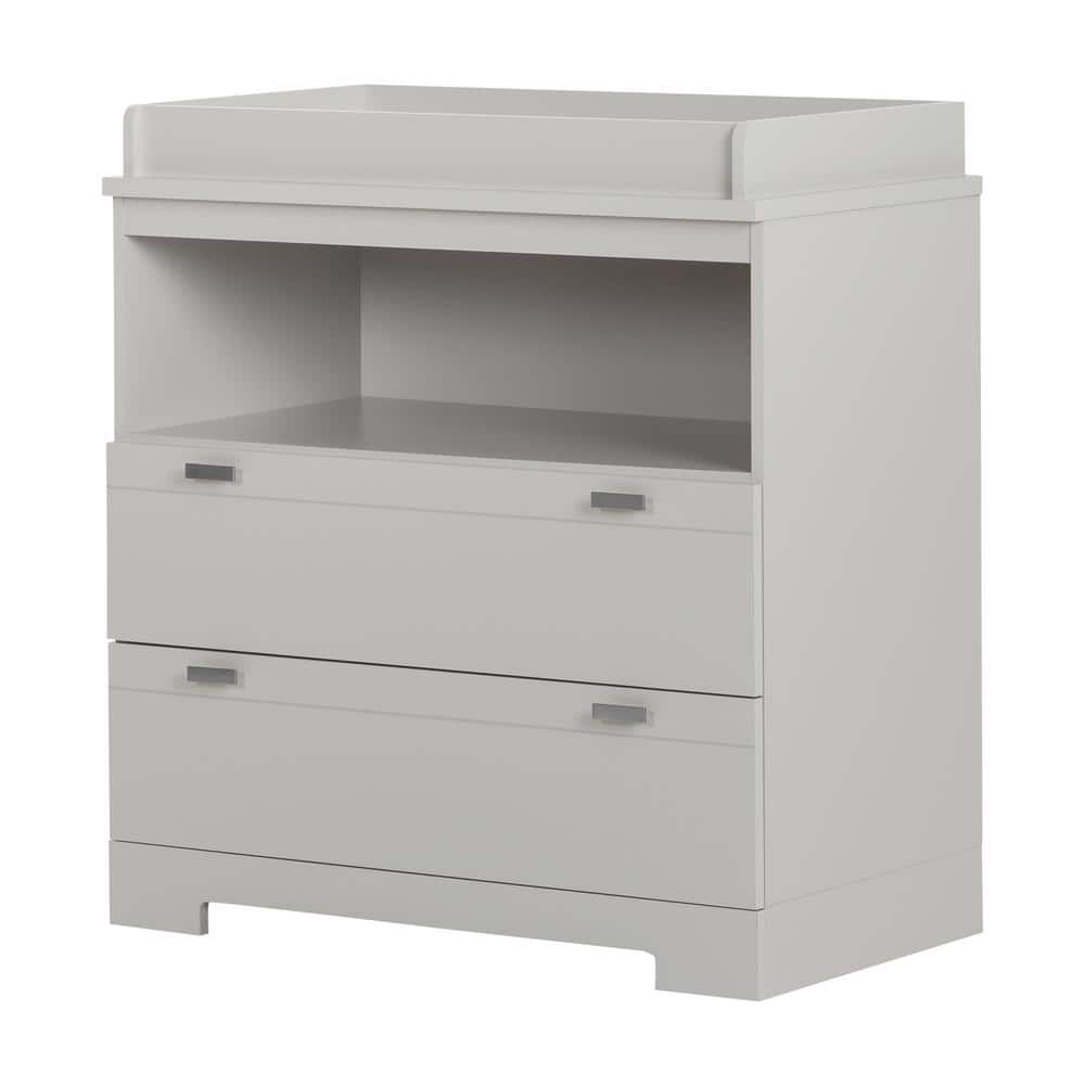 Soft Gray Laminated Particleboard Changing Table Dresser with Drawers