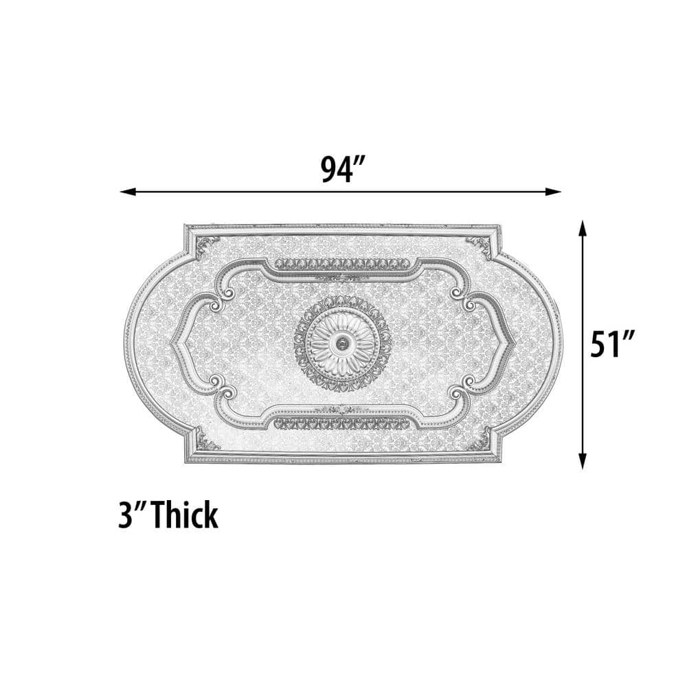 Blanco 94'' White and Beige Polystyrene Rectangular Ceiling Medallion