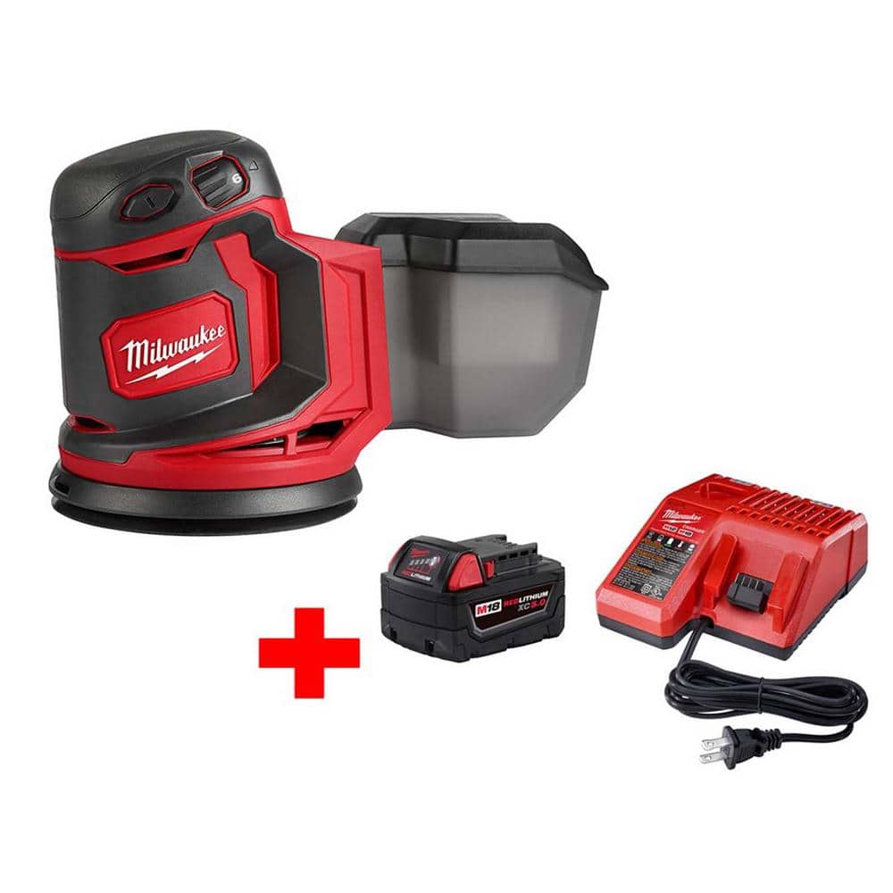 Milwaukee M18 18V Lithium-Ion Cordless 5 in. Random Orbit Sander with M18 Starter Kit (1) 5.0Ah Battery and Charger -  2648-20-4