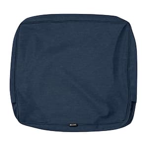 Montlake Water-Resistant 21 in. x 20 in. x 4 in. Patio Back Cushion Slip Cover, Heather Indigo Blue