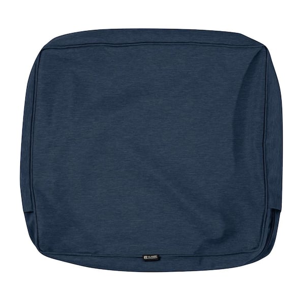 Classic Accessories Montlake Water-Resistant 19 in. x 20 in. x 4 in. Patio Back Cushion Slip Cover, Heather Indigo Blue