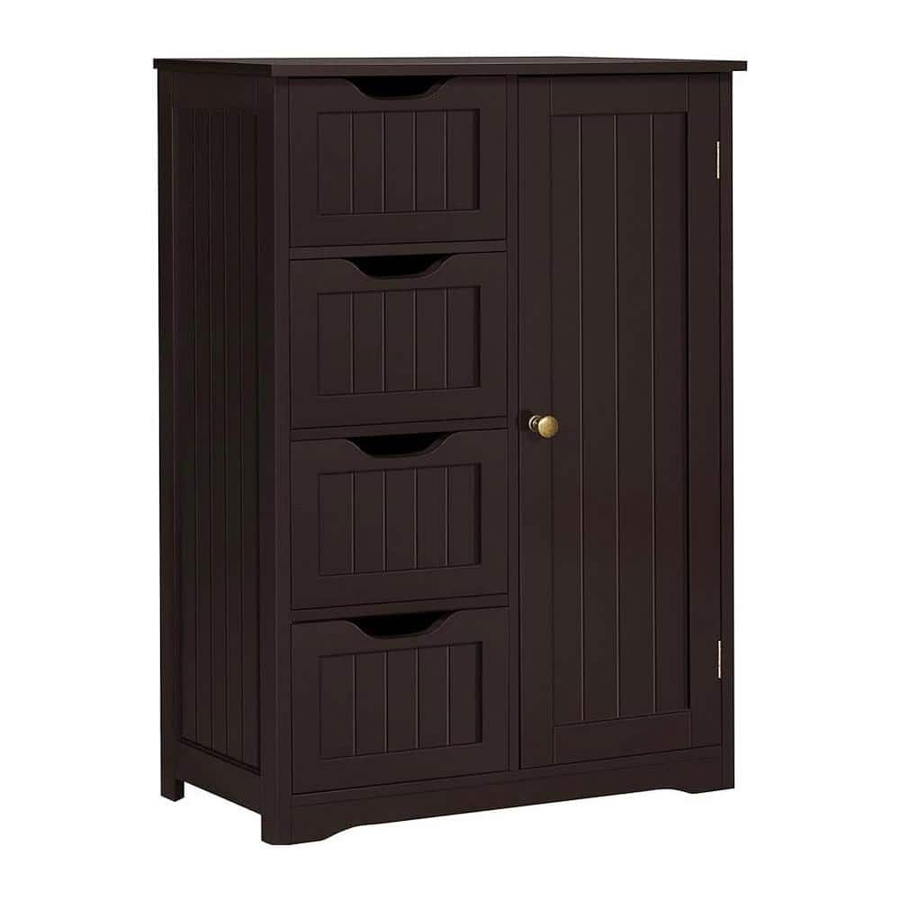 26 in. W x 14 in. D x 35.5 in. H Bathroom Brown Linen Cabinet