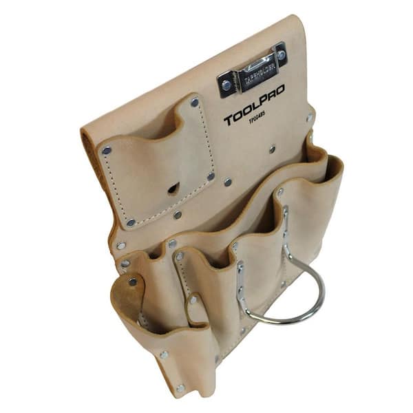 ToolPro Top Grain Leather Left Handed 8 Pocket Drywall Pouch