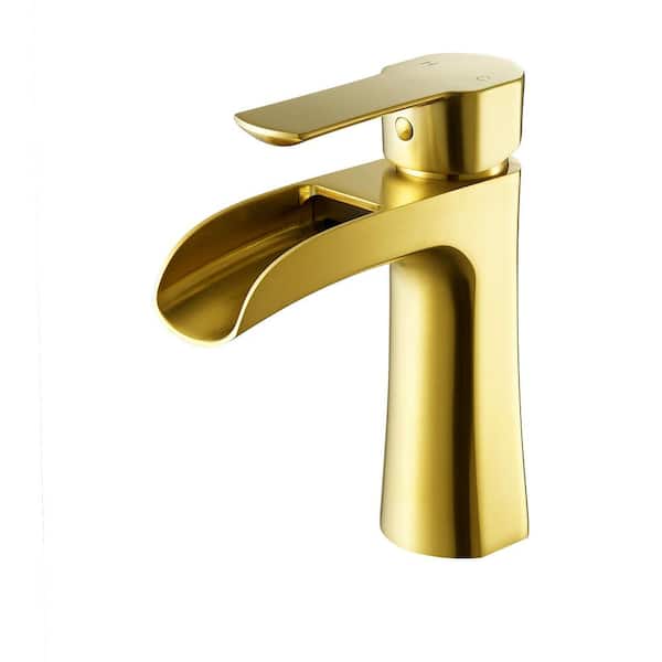 Altair Tatcha Single Hole Single Handle Low Arc Bathroom Faucet in Brushed Gold