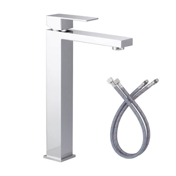 ALEASHA Single Handle Single Hole Bathroom Vessel Sink Faucet in Polished Chrome