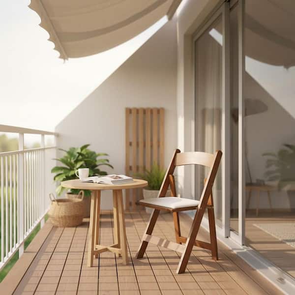 Homy Casa SWLF Solid Wood Folding Chair Set with Padded Seat