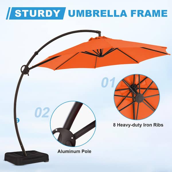 JEAREY 11 ft. Large Outdoor Aluminum Curvy Cantilever Offset Hanging Patio  Umbrella with Sandbag Base and Cover in Orange TJWT11-Orange - The Home  Depot