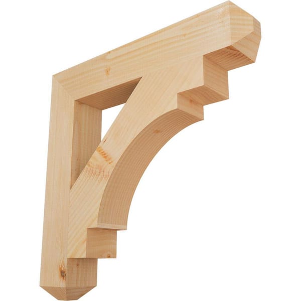 Ekena Millwork 3.5 in. x 24 in. x 24 in. Douglas Fir Merced Craftsman Smooth Bracket