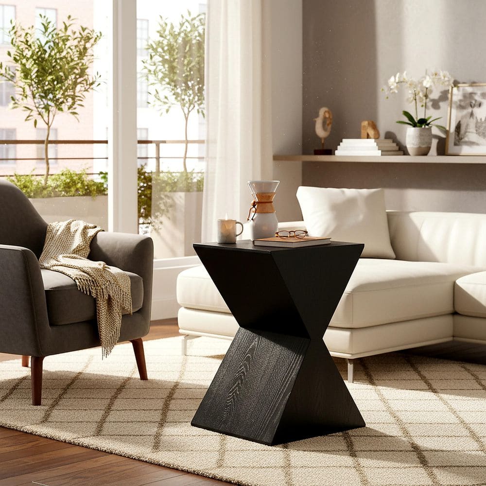 Rahan 12.6 in. Black Wood End Table