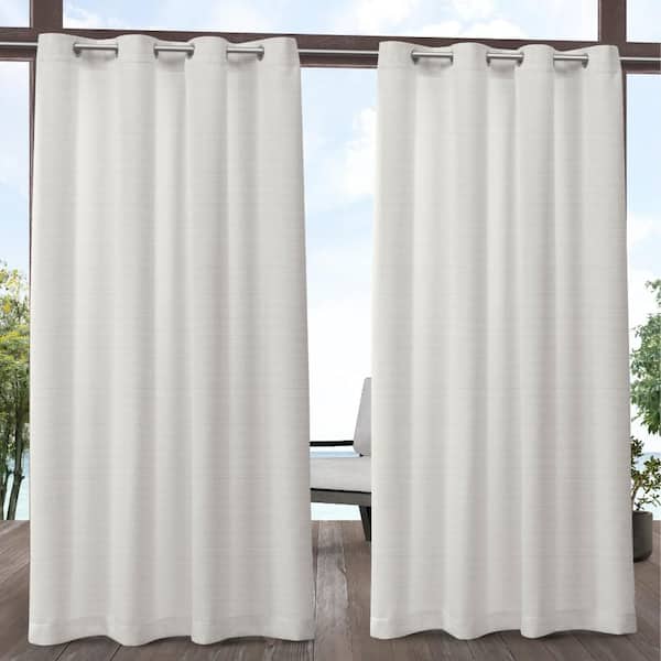 EXCLUSIVE HOME Aztec Vanilla Solid Light Filtering Grommet Top Indoor/Outdoor Curtain, 54 in. W x 84 in. L (Set of 2)
