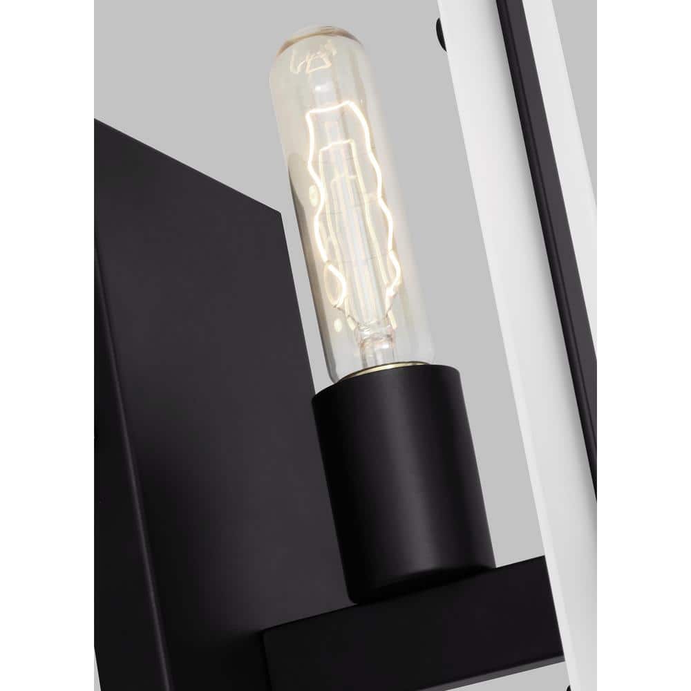 Midnight Black Satin Etched Glass Wall Sconce