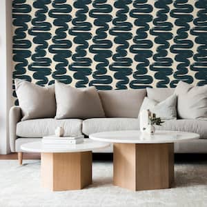28 sq. ft. Bobby Berk Wiggle Room Blue and Cream Peel and Stick Wallpaper