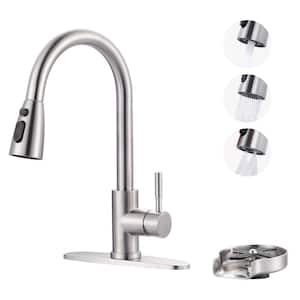 Single-Handle Pull Down Sprayer Kitchen Faucet with Glass Rinser Combo in Brushed Nickel