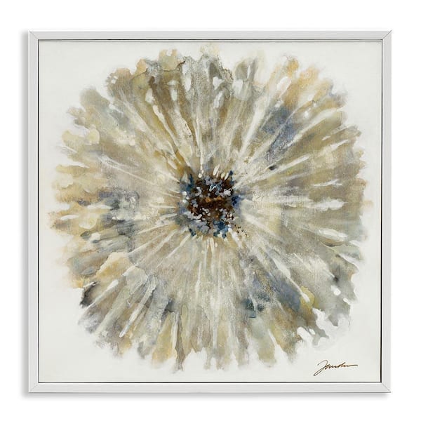 Neutral Rustic Abstract Flower by Liz Jardine White Framed Nature Giclee Art Print 12 in. x 12 in.