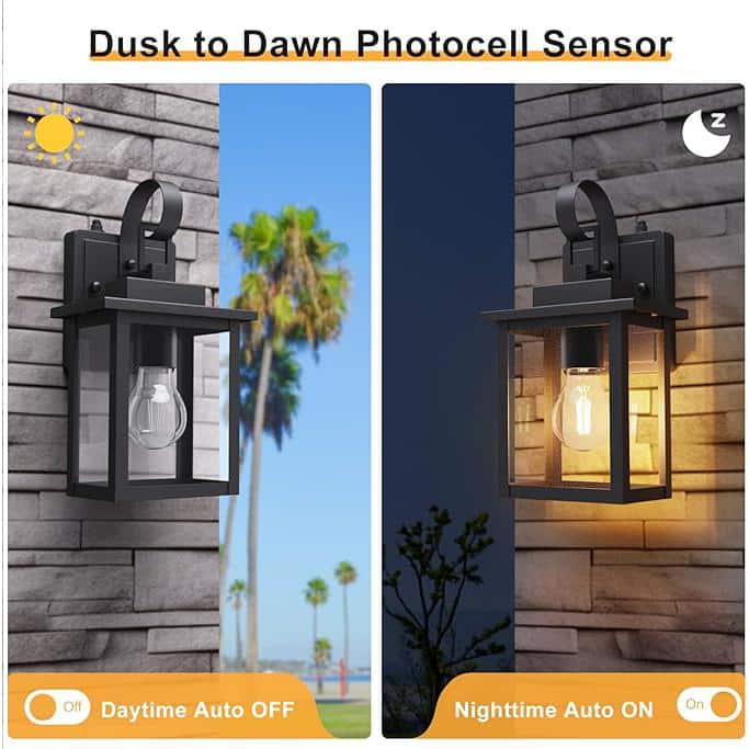 Matte Black Dimmable Outdoor Wall Sconce with Clear Glass