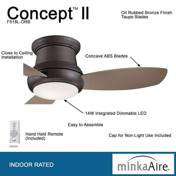 Concept II 44 in. Integrated LED Indoor Oil Rubbed Bronze Ceiling Fan with  Light with Remote Control