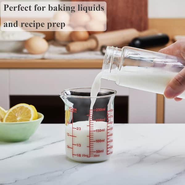 Esepony 8 oz. Borosilicate Glass Measuring Cup with Spout for Kitchen,  Liquid Measuring (1-Pack) FQ156286 - The Home Depot