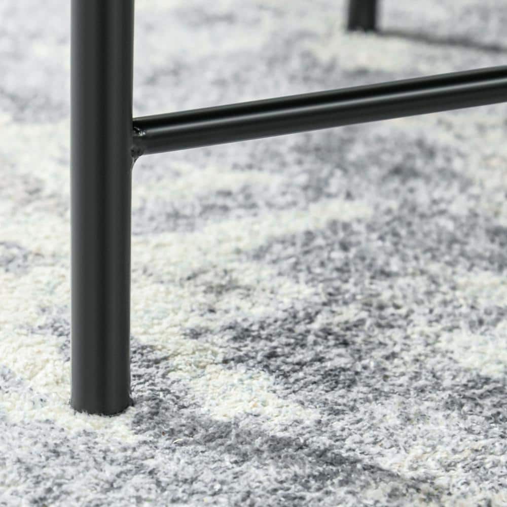HOMCOM 24" Round Black Metal Coffee Table with Hammered Tray Top