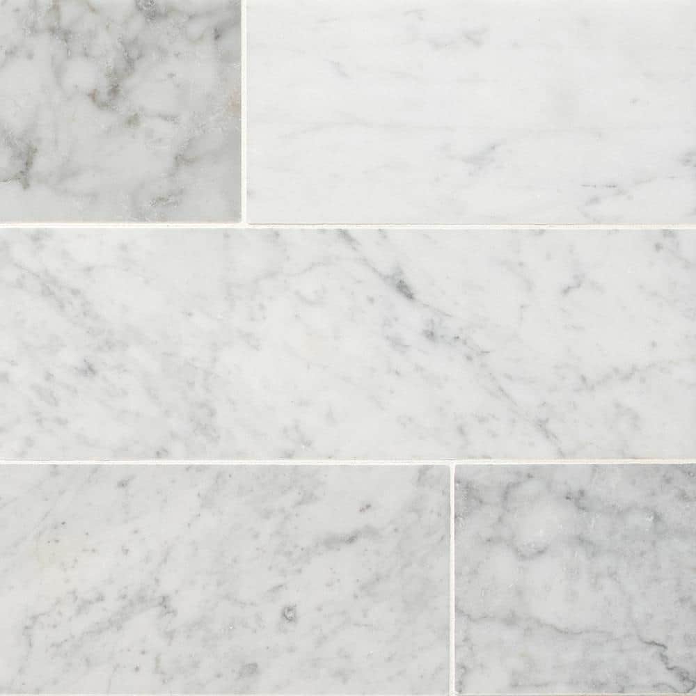 MSI Carrara White 4 in. x 12 in. Honed Marble Floor and Wall Tile ( sq.  ft./Case) TCARWHT412H - The Home Depot