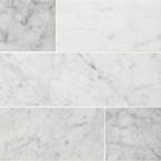 Carrara White 4 in. x 12 in. Honed Marble Floor and Wall Tile (4.95 sq. ft./Case)
