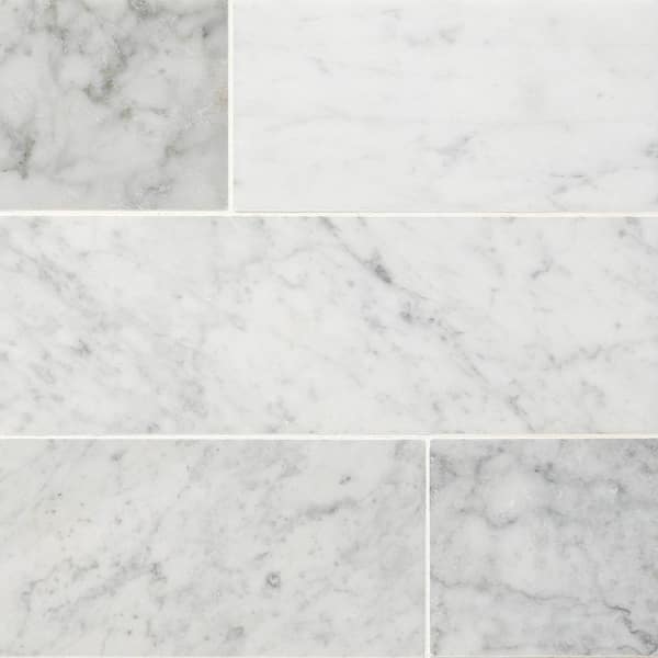 MSI Carrara White 4 in. x 12 in. Honed Marble Floor and Wall Tile (4.95 sq. ft./Case)