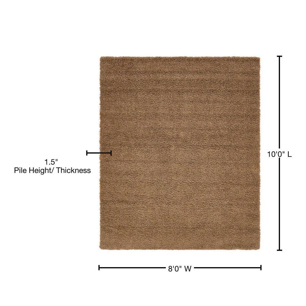 Sandy Brown 8' x 10' Reversible Shag Area Rug