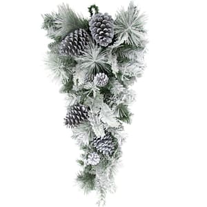 30 in. Artificial Christmas Teardrop Wreath with Pinecones