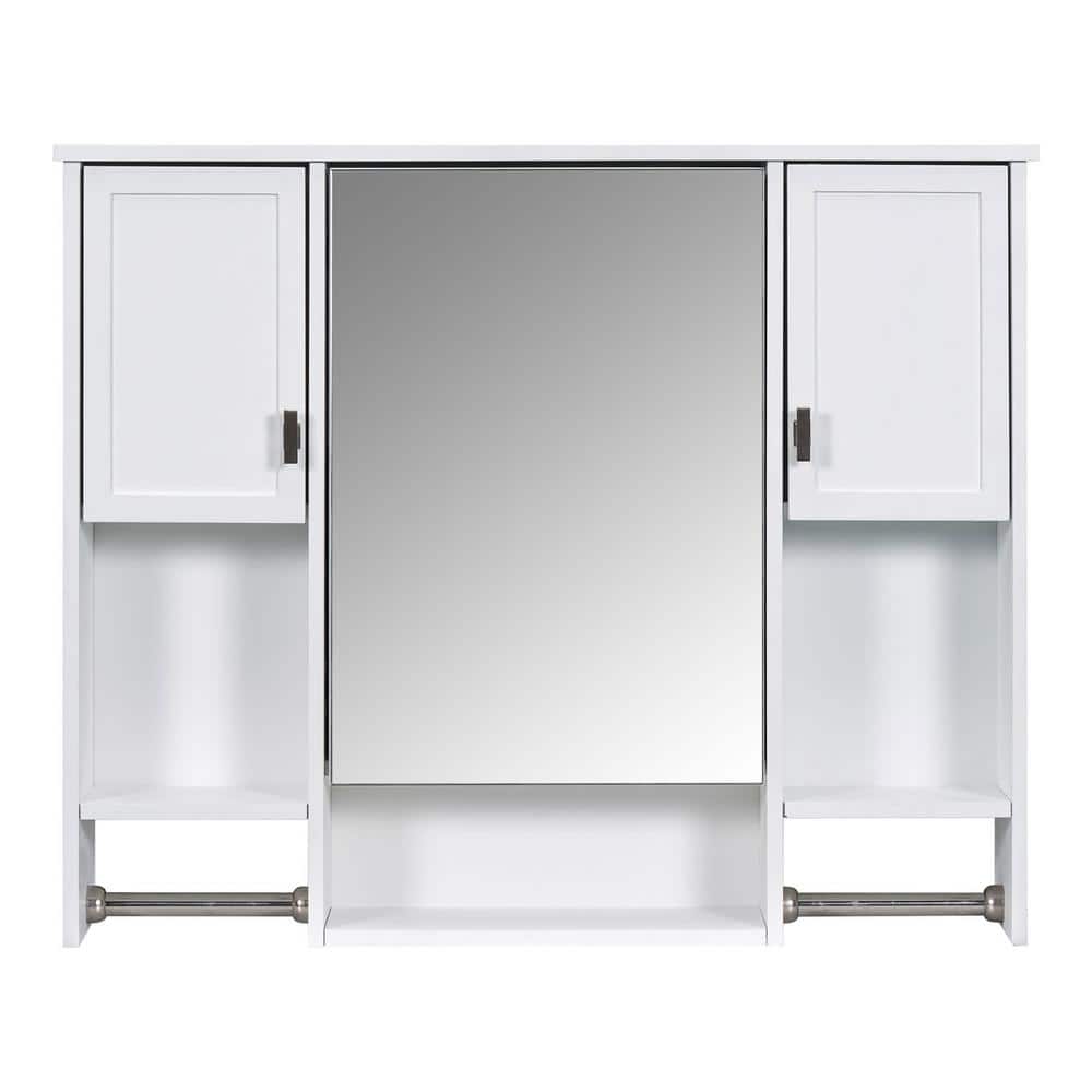 35 in. W x 28 in. H Rectangular Modern Wood Medicine Cabinet with Mirror, T