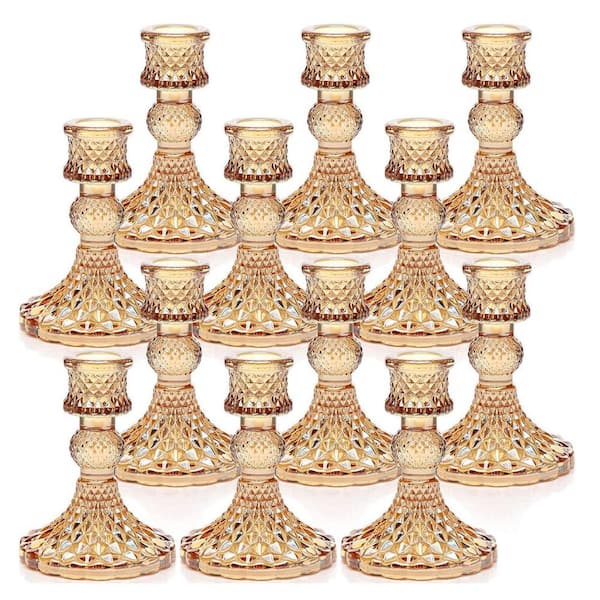 Unbranded Gold Glass Taper Candle Holder 12-Pack