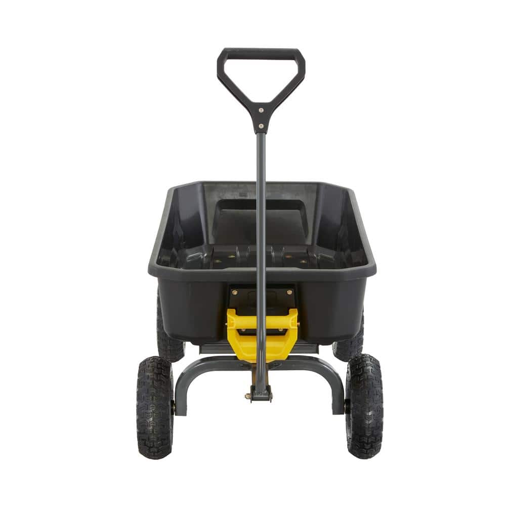 Gorilla 4 Cu. Ft. Black Poly Garden Dump Cart with Steel Handle